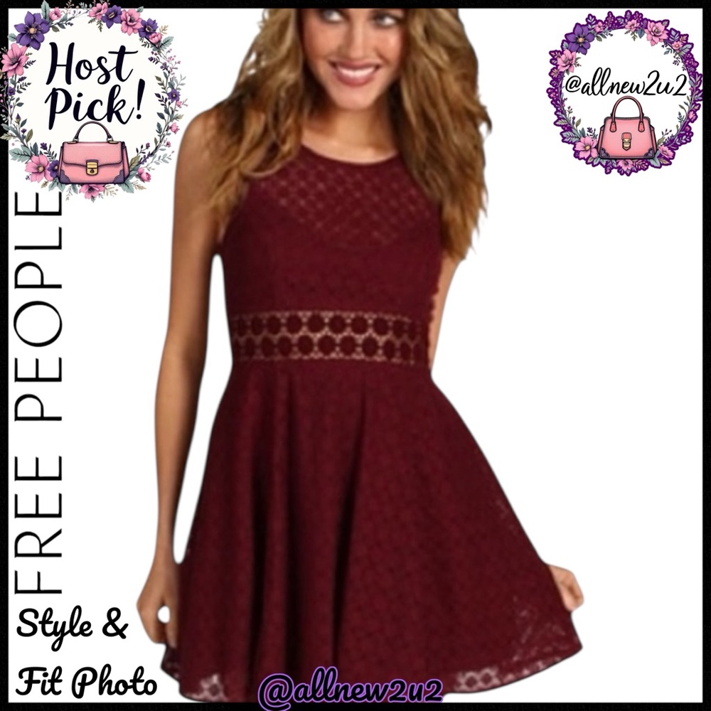 Free People Daisy Lace Embroid. Cutout Mini Dress Fit & Flare